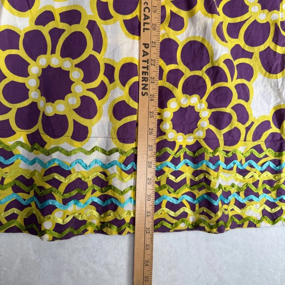 Boden Womens Floral Rickrack Trim Cotton Tunic Dress Purple Yellow WA222 Size 10 - Picture 8 of 9